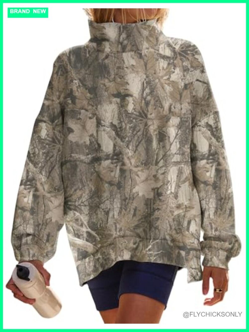 Women Oversized Mock Neck Sweatshirt Fleece Lined Long Sleeve Pullover